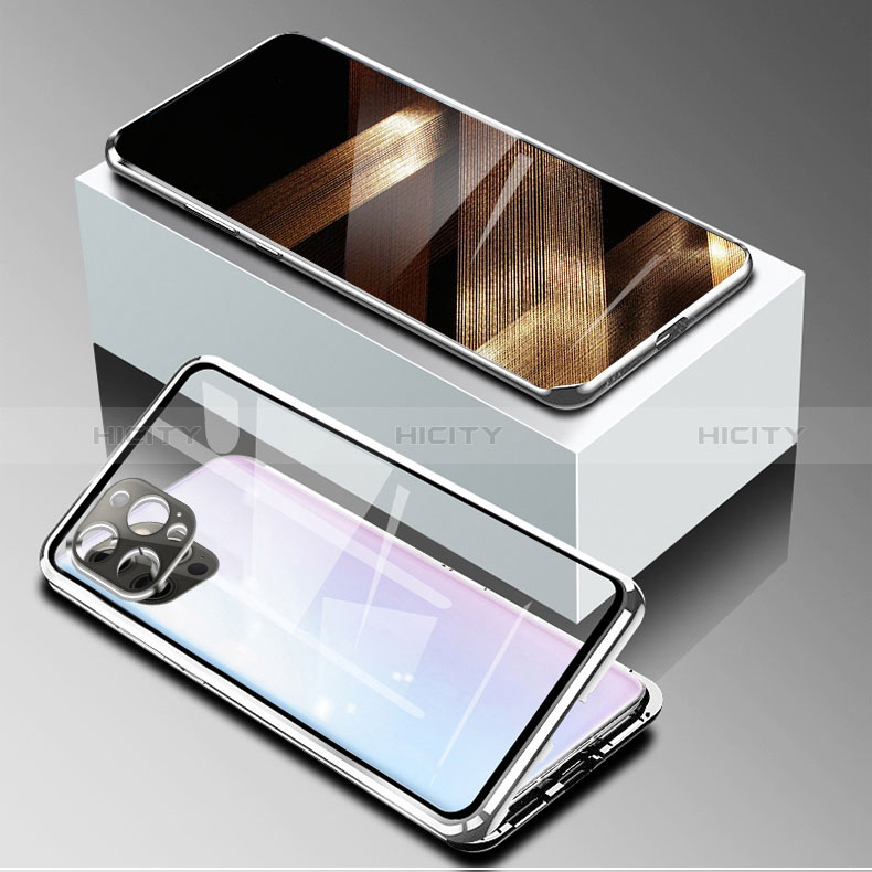 Handyhülle Hülle Luxus Aluminium Metall Rahmen Spiegel 360 Grad Ganzkörper Tasche für Apple iPhone 14 Pro