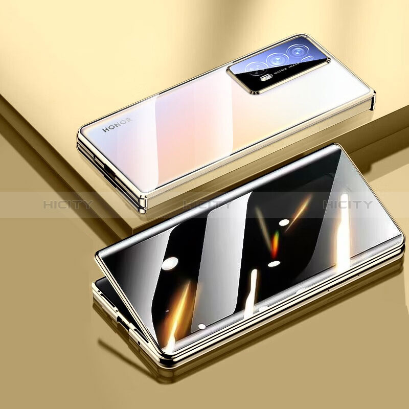 Handyhülle Hülle Luxus Aluminium Metall Rahmen Spiegel 360 Grad Ganzkörper Tasche für Huawei Honor Magic V2 Ultimate 5G Gold