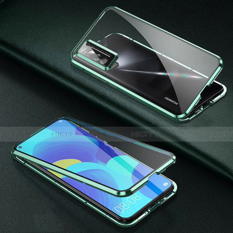 Handyhülle Hülle Luxus Aluminium Metall Rahmen Spiegel 360 Grad Ganzkörper Tasche für Huawei Nova 7 5G Grün Plus