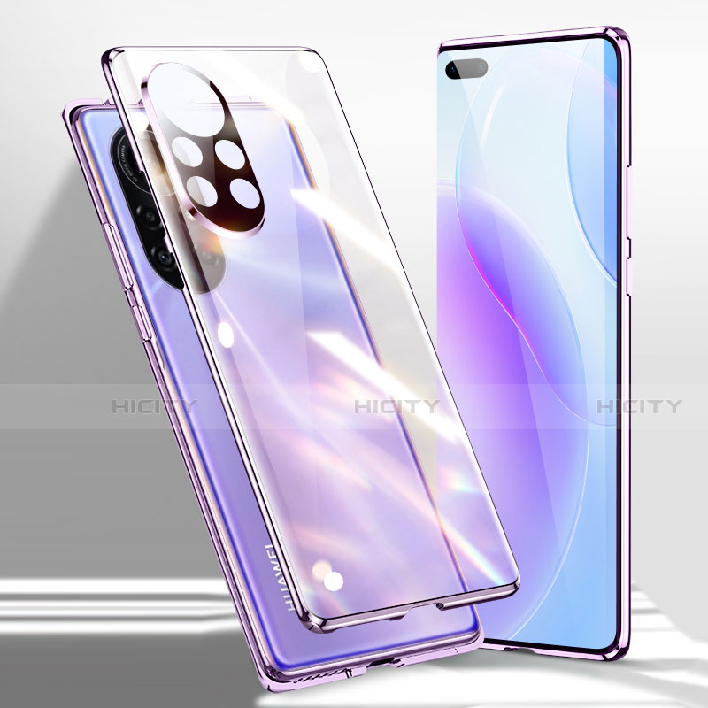 Handyhülle Hülle Luxus Aluminium Metall Rahmen Spiegel 360 Grad Ganzkörper Tasche für Huawei Nova 8 Pro 5G Violett