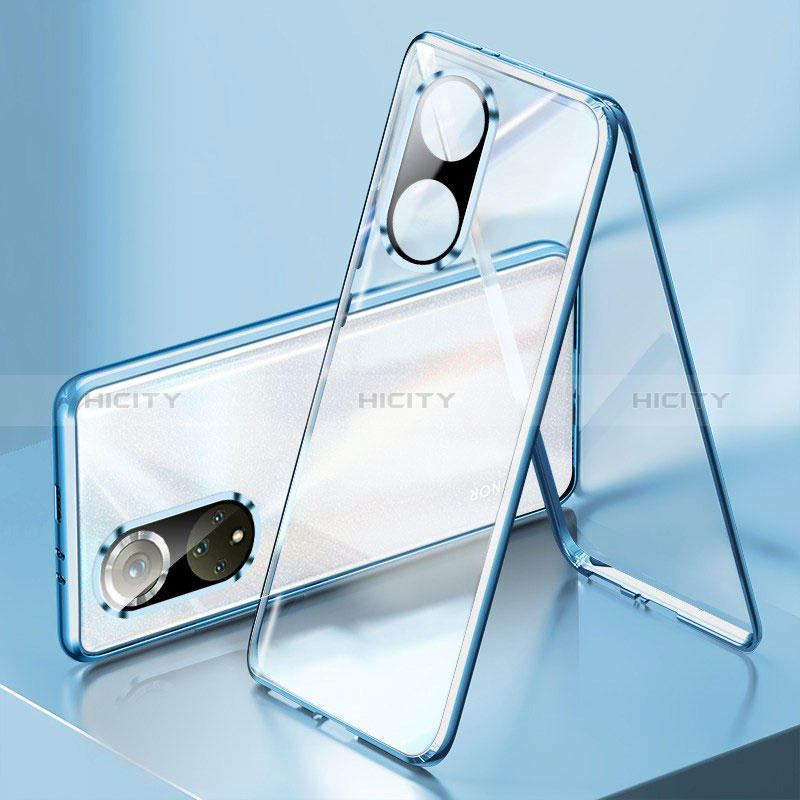 Handyhülle Hülle Luxus Aluminium Metall Rahmen Spiegel 360 Grad Ganzkörper Tasche für Huawei Nova 9 Blau