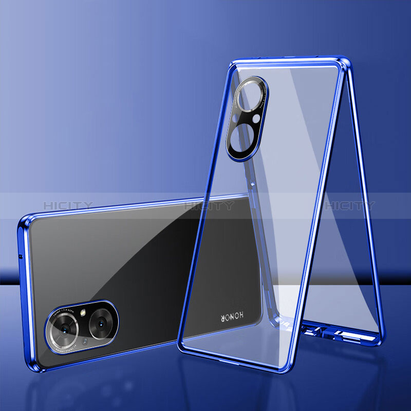 Handyhülle Hülle Luxus Aluminium Metall Rahmen Spiegel 360 Grad Ganzkörper Tasche für Huawei Nova 9 SE Blau Plus