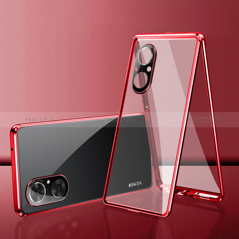 Handyhülle Hülle Luxus Aluminium Metall Rahmen Spiegel 360 Grad Ganzkörper Tasche für Huawei Nova 9 SE Rot Plus