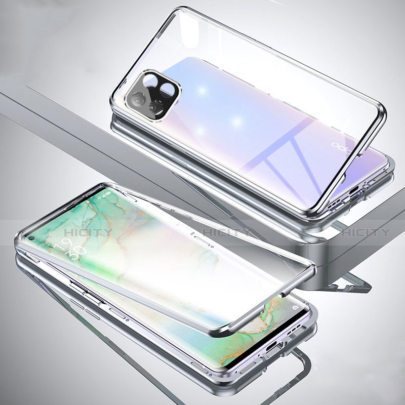 Handyhülle Hülle Luxus Aluminium Metall Rahmen Spiegel 360 Grad Ganzkörper Tasche für Oppo A72 5G groß