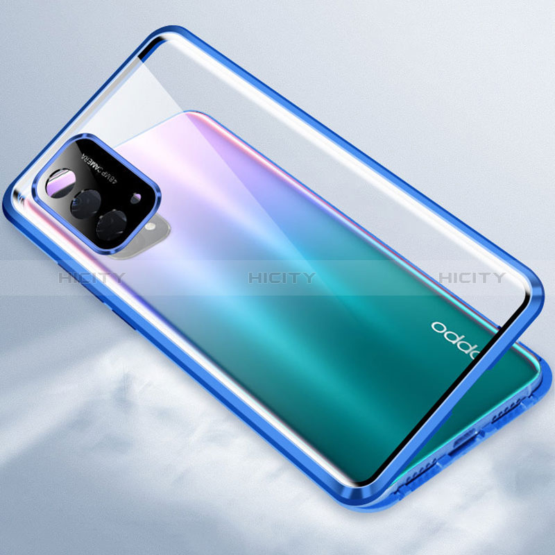 Handyhülle Hülle Luxus Aluminium Metall Rahmen Spiegel 360 Grad Ganzkörper Tasche für Oppo A74 5G groß