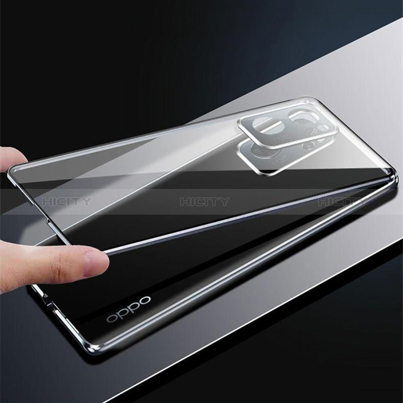 Handyhülle Hülle Luxus Aluminium Metall Rahmen Spiegel 360 Grad Ganzkörper Tasche für Oppo A77 5G groß