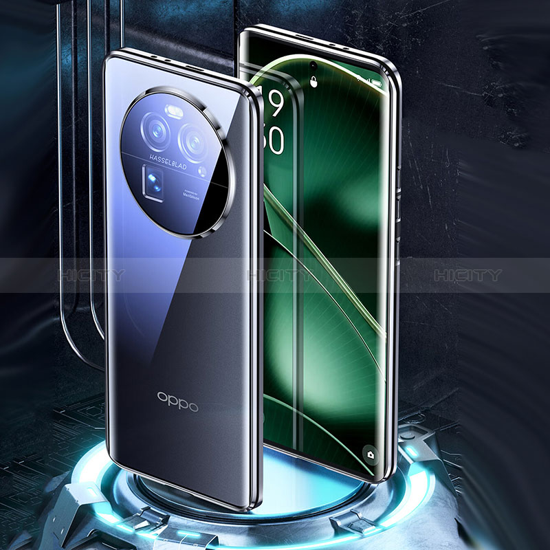 Handyhülle Hülle Luxus Aluminium Metall Rahmen Spiegel 360 Grad Ganzkörper Tasche für Oppo Find X6 Pro 5G groß