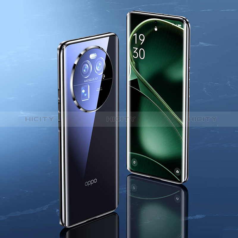 Handyhülle Hülle Luxus Aluminium Metall Rahmen Spiegel 360 Grad Ganzkörper Tasche für Oppo Find X6 Pro 5G groß