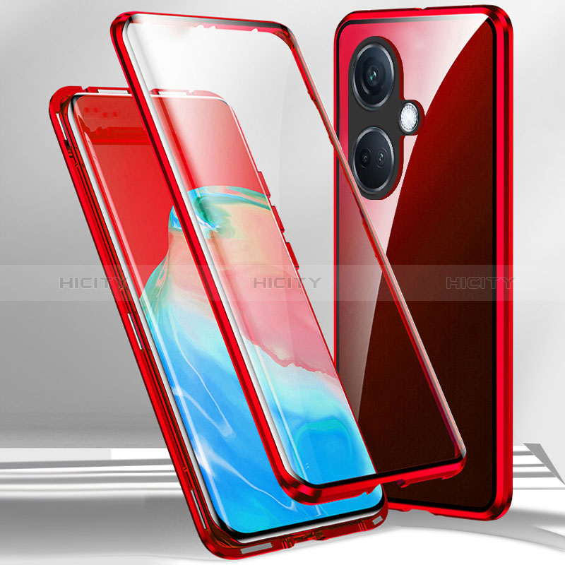 Handyhülle Hülle Luxus Aluminium Metall Rahmen Spiegel 360 Grad Ganzkörper Tasche für Oppo K11 5G Rot