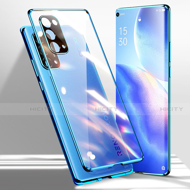 Handyhülle Hülle Luxus Aluminium Metall Rahmen Spiegel 360 Grad Ganzkörper Tasche für Oppo Reno5 Pro 5G