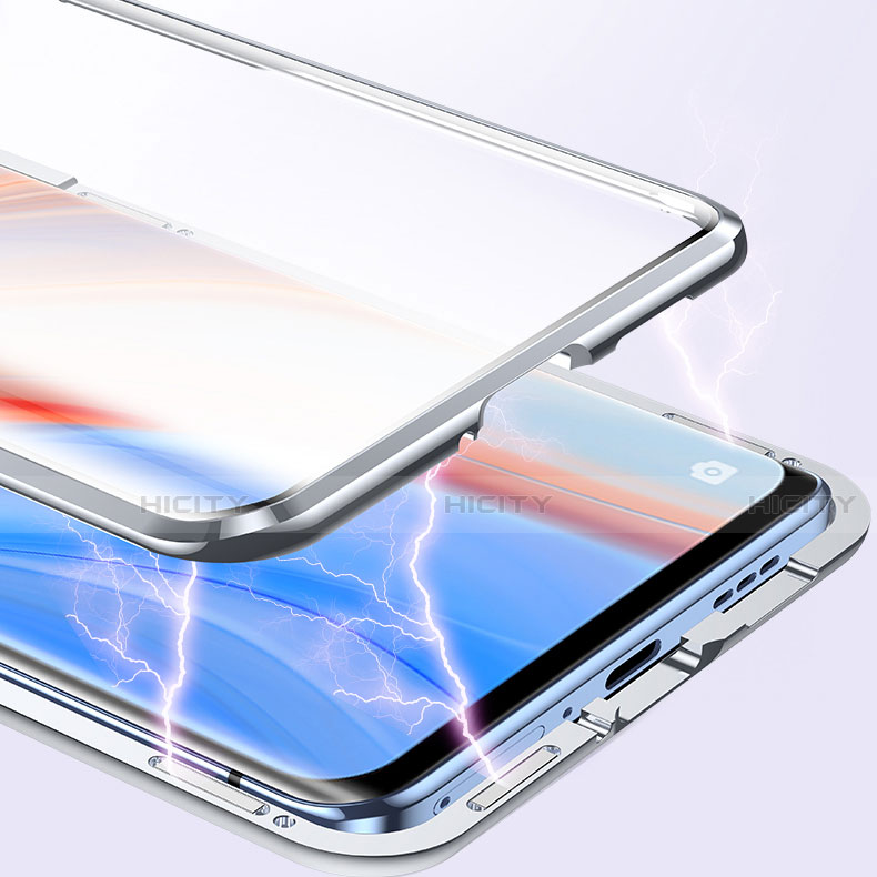 Handyhülle Hülle Luxus Aluminium Metall Rahmen Spiegel 360 Grad Ganzkörper Tasche für Oppo Reno5 Pro 5G