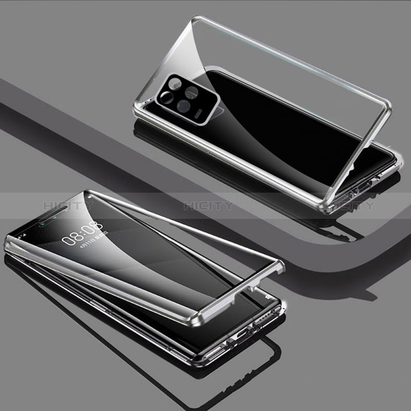 Handyhülle Hülle Luxus Aluminium Metall Rahmen Spiegel 360 Grad Ganzkörper Tasche für Realme Q3 5G groß