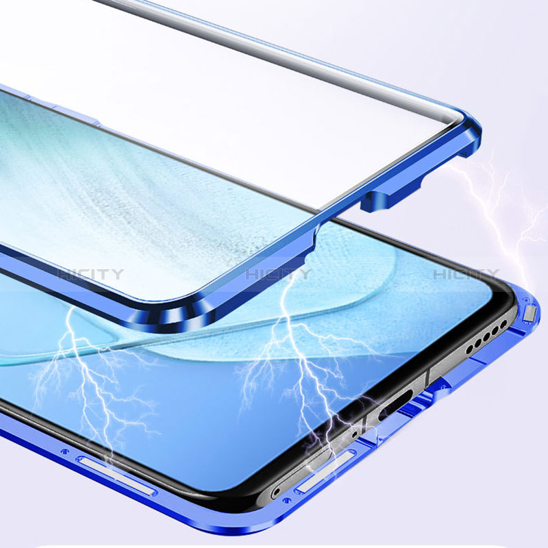 Handyhülle Hülle Luxus Aluminium Metall Rahmen Spiegel 360 Grad Ganzkörper Tasche für Realme Q3 5G groß