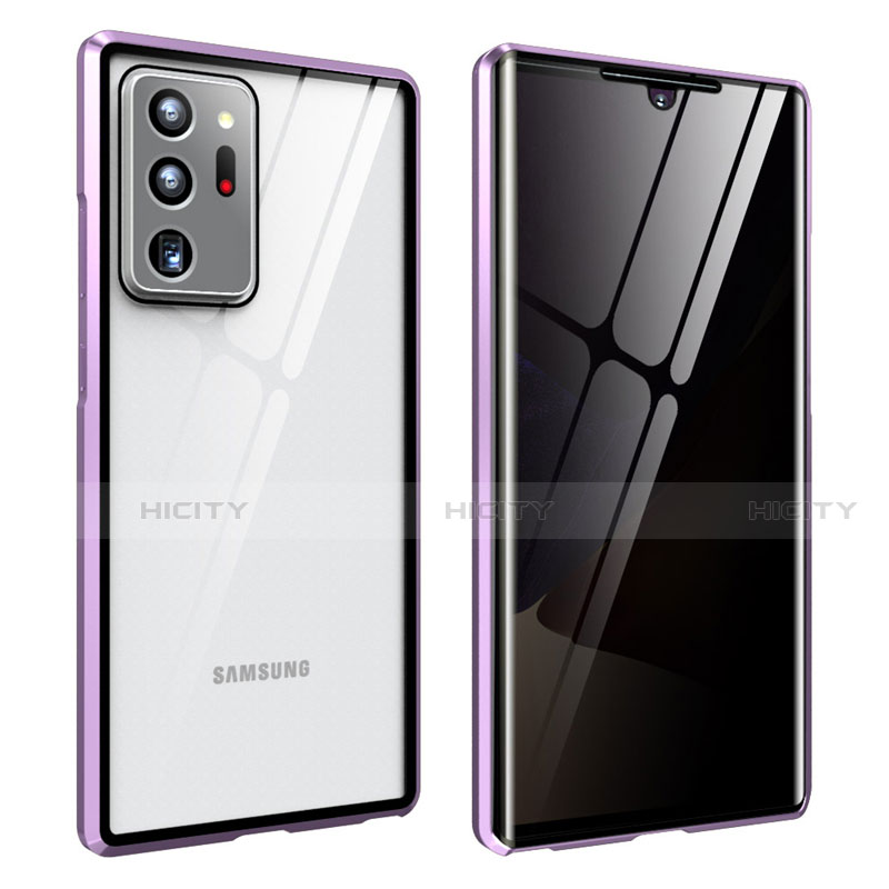 Handyhülle Hülle Luxus Aluminium Metall Rahmen Spiegel 360 Grad Ganzkörper Tasche für Samsung Galaxy Note 20 Ultra 5G Violett