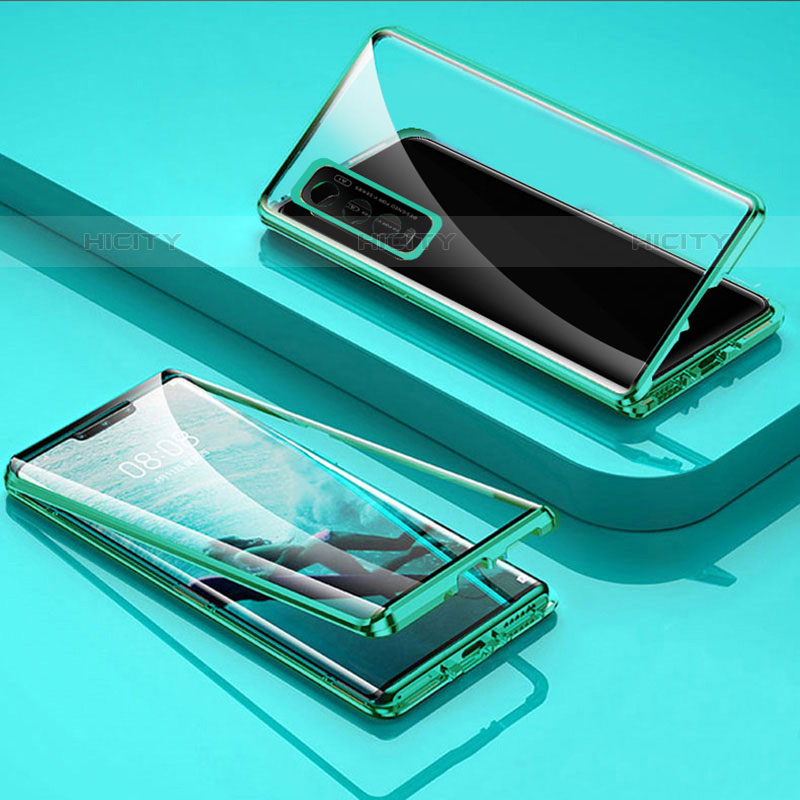 Handyhülle Hülle Luxus Aluminium Metall Rahmen Spiegel 360 Grad Ganzkörper Tasche für Vivo iQOO U1 Grün