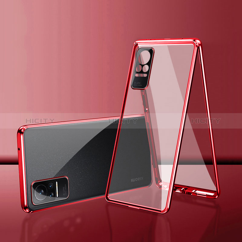 Handyhülle Hülle Luxus Aluminium Metall Rahmen Spiegel 360 Grad Ganzkörper Tasche für Xiaomi Civi 1S 5G Rot Plus