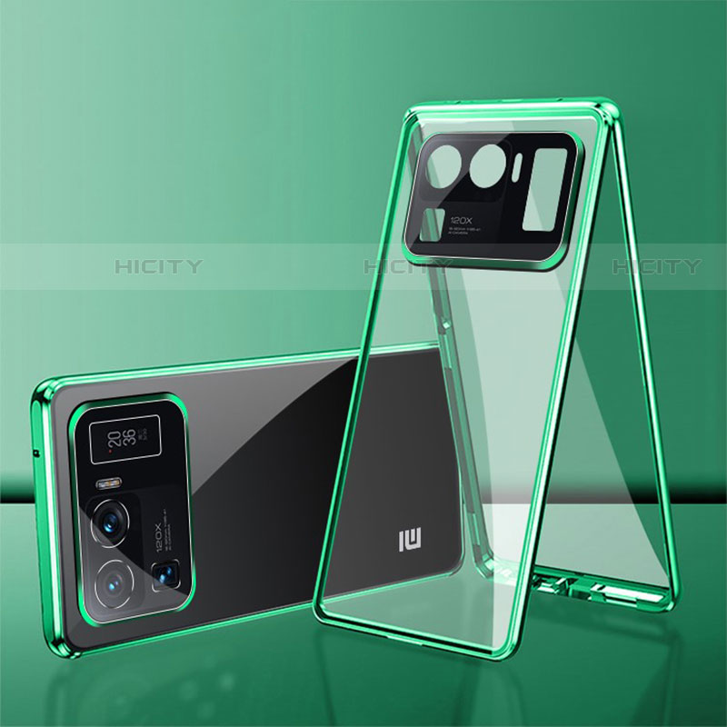 Handyhülle Hülle Luxus Aluminium Metall Rahmen Spiegel 360 Grad Ganzkörper Tasche für Xiaomi Mi 11 Ultra 5G Grün