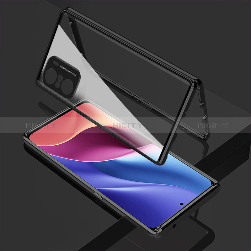 Handyhülle Hülle Luxus Aluminium Metall Rahmen Spiegel 360 Grad Ganzkörper Tasche für Xiaomi Mi 11i 5G Schwarz