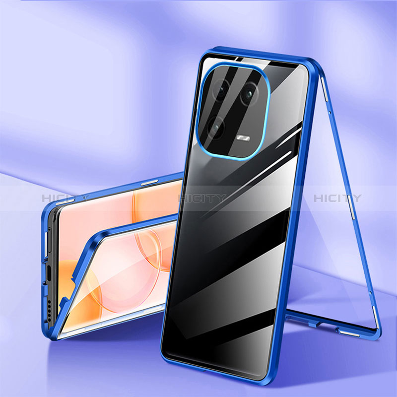 Handyhülle Hülle Luxus Aluminium Metall Rahmen Spiegel 360 Grad Ganzkörper Tasche für Xiaomi Mi 13 5G Blau