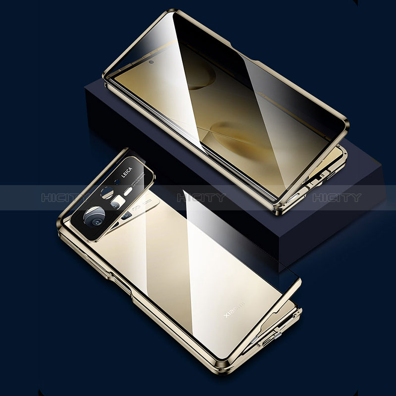 Handyhülle Hülle Luxus Aluminium Metall Rahmen Spiegel 360 Grad Ganzkörper Tasche für Xiaomi Mix Fold 2 5G Gold