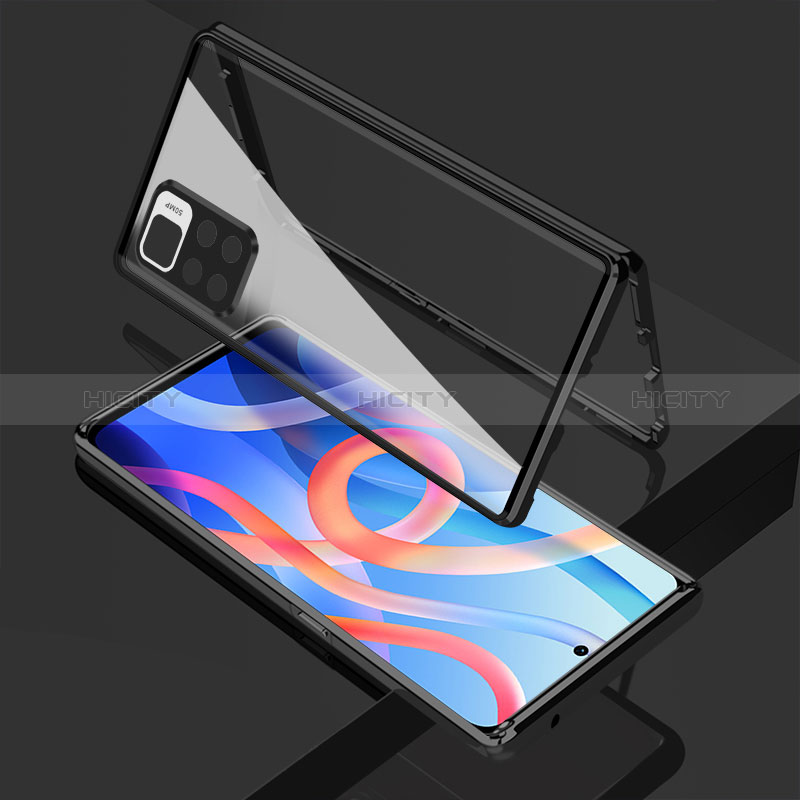 Handyhülle Hülle Luxus Aluminium Metall Rahmen Spiegel 360 Grad Ganzkörper Tasche für Xiaomi Poco M4 Pro 5G groß