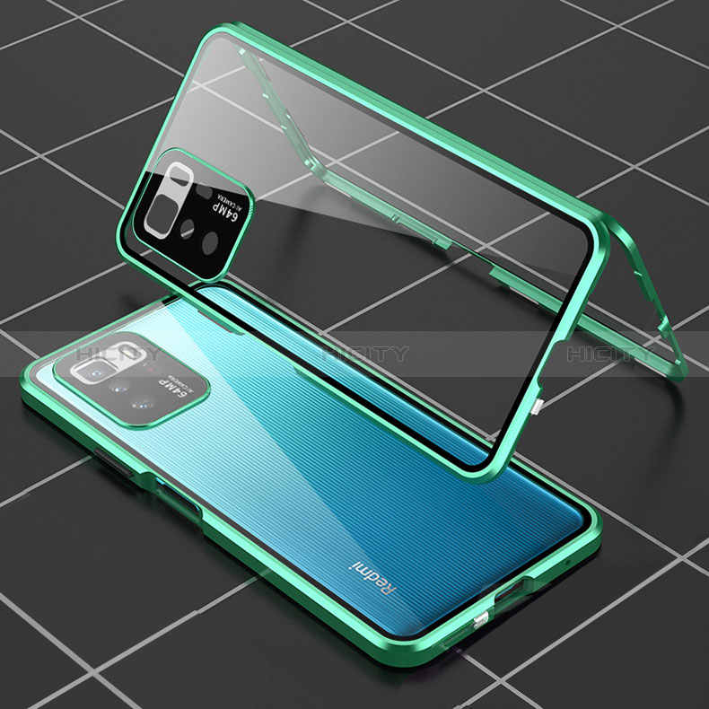 Handyhülle Hülle Luxus Aluminium Metall Rahmen Spiegel 360 Grad Ganzkörper Tasche für Xiaomi Redmi Note 10 Pro 5G groß