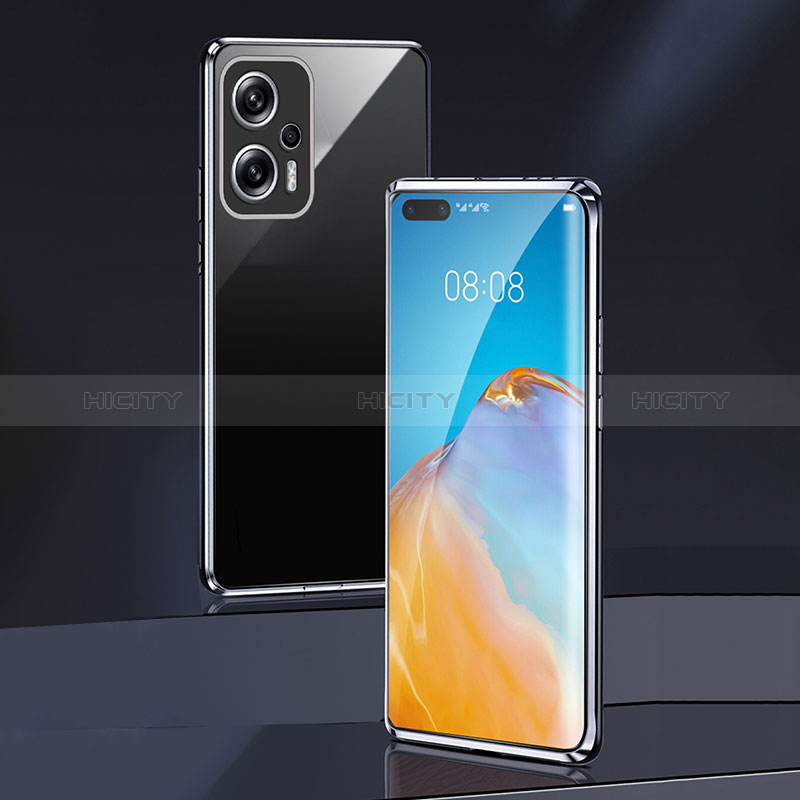 Handyhülle Hülle Luxus Aluminium Metall Rahmen Spiegel 360 Grad Ganzkörper Tasche für Xiaomi Redmi Note 11T Pro 5G groß
