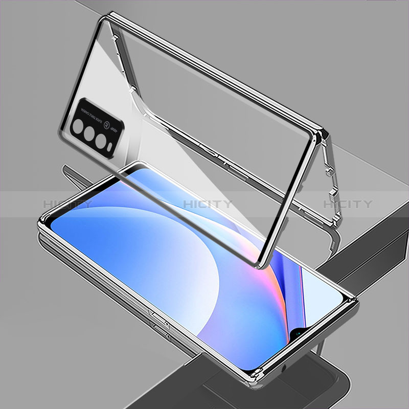 Handyhülle Hülle Luxus Aluminium Metall Rahmen Spiegel 360 Grad Ganzkörper Tasche für Xiaomi Redmi Note 9 4G groß