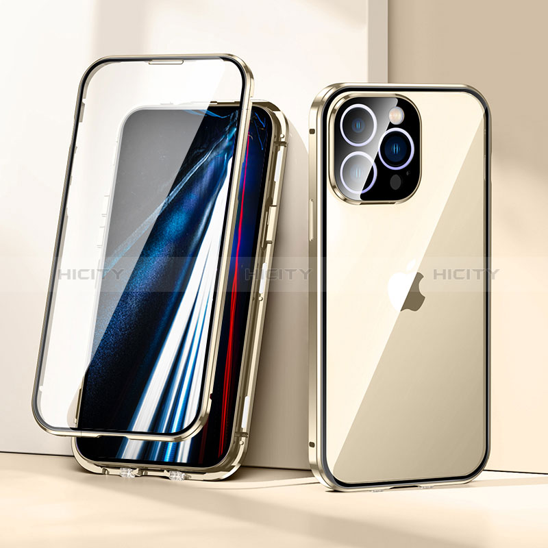 Handyhülle Hülle Luxus Aluminium Metall Rahmen Spiegel 360 Grad Ganzkörper Tasche LK1 für Apple iPhone 13 Pro Max groß