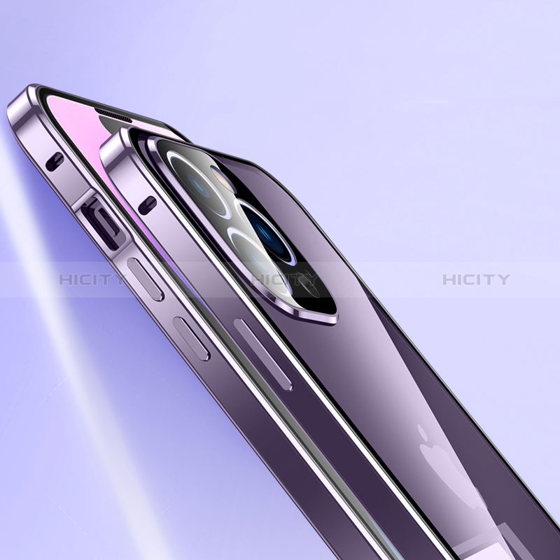 Handyhülle Hülle Luxus Aluminium Metall Rahmen Spiegel 360 Grad Ganzkörper  Tasche LK1 für Apple iPhone 15 Schwarz