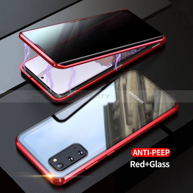 Handyhülle Hülle Luxus Aluminium Metall Rahmen Spiegel 360 Grad Ganzkörper Tasche LK1 für Samsung Galaxy S20 Rot