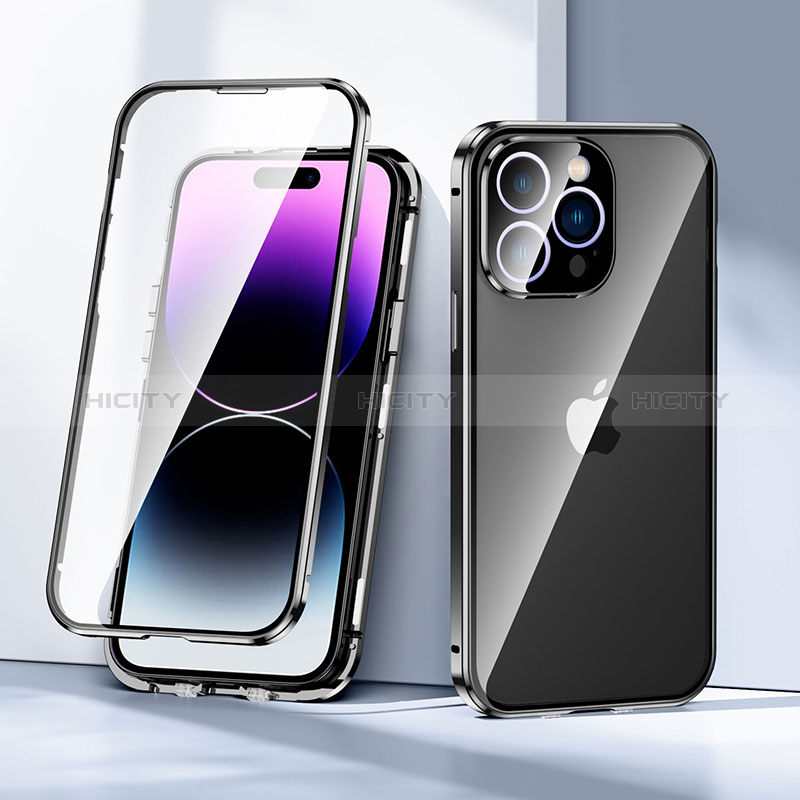 Handyhülle Hülle Luxus Aluminium Metall Rahmen Spiegel 360 Grad Ganzkörper Tasche LK2 für Apple iPhone 14 Pro