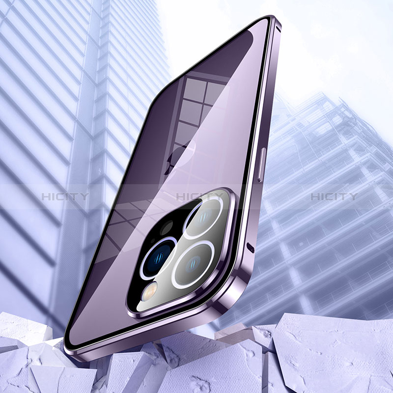 Handyhülle Hülle Luxus Aluminium Metall Rahmen Spiegel 360 Grad Ganzkörper Tasche LK2 für Apple iPhone 14 Pro groß