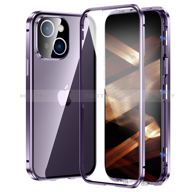 Handyhülle Hülle Luxus Aluminium Metall Rahmen Spiegel 360 Grad Ganzkörper Tasche LK2 für Apple iPhone 15 Plus groß