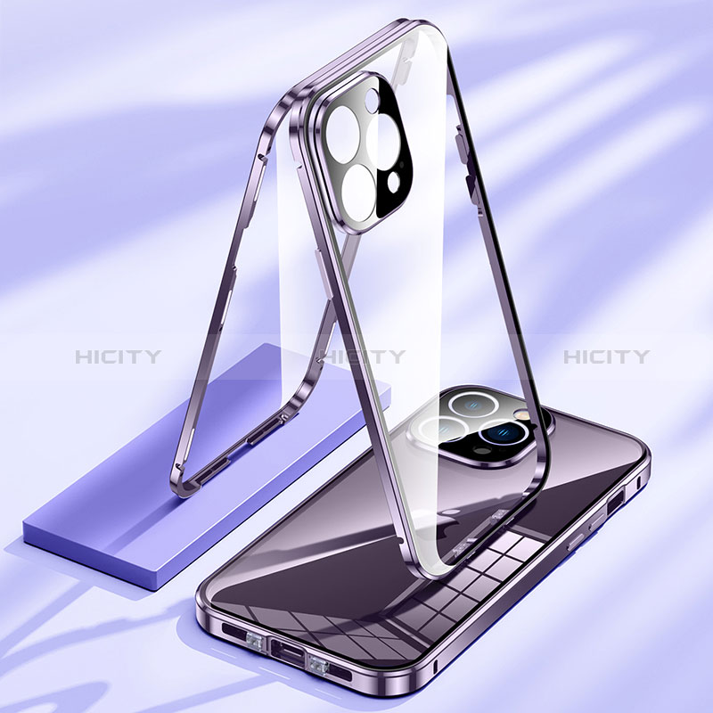 Handyhülle Hülle Luxus Aluminium Metall Rahmen Spiegel 360 Grad Ganzkörper Tasche LK2 für Apple iPhone 15 Pro groß