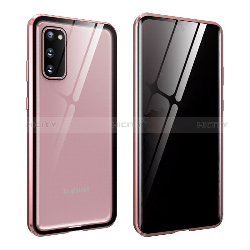 Handyhülle Hülle Luxus Aluminium Metall Rahmen Spiegel 360 Grad Ganzkörper Tasche LK2 für Samsung Galaxy S20 5G Rosegold Plus