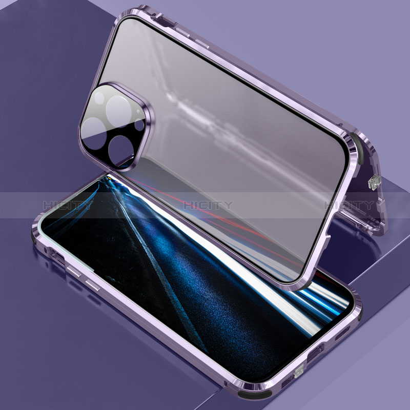 Handyhülle Hülle Luxus Aluminium Metall Rahmen Spiegel 360 Grad Ganzkörper Tasche LK3 für Apple iPhone 13 Pro Max groß