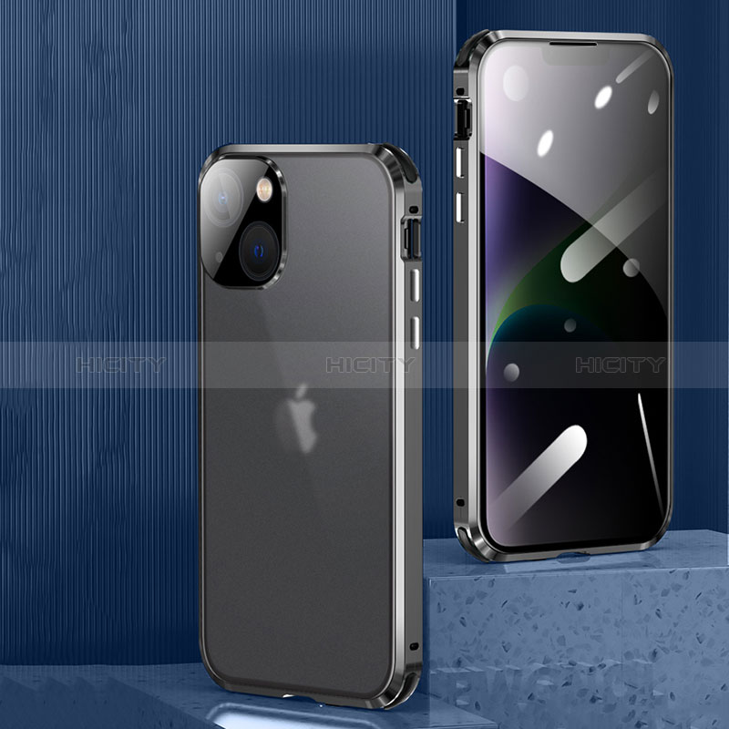 Handyhülle Hülle Luxus Aluminium Metall Rahmen Spiegel 360 Grad Ganzkörper Tasche LK3 für Apple iPhone 14 groß