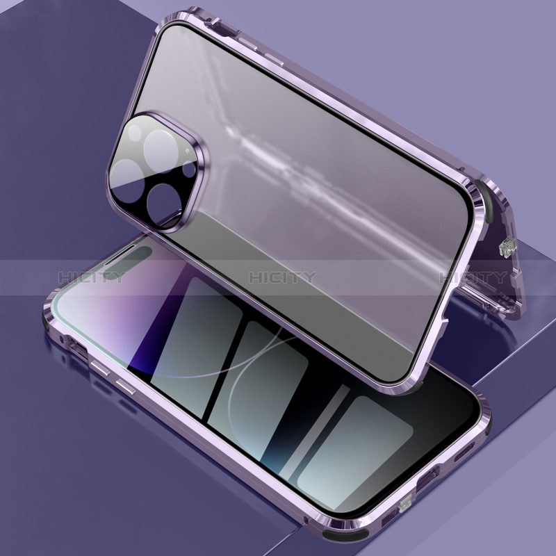 Handyhülle Hülle Luxus Aluminium Metall Rahmen Spiegel 360 Grad Ganzkörper Tasche LK3 für Apple iPhone 14 Pro