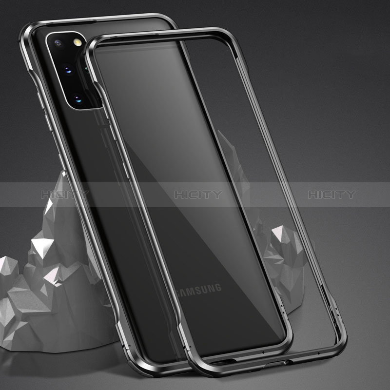 Handyhülle Hülle Luxus Aluminium Metall Rahmen Spiegel 360 Grad Ganzkörper Tasche LK3 für Samsung Galaxy S20 Plus 5G Schwarz