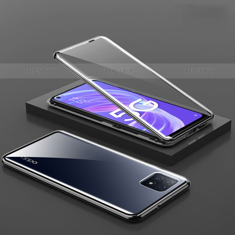 Handyhülle Hülle Luxus Aluminium Metall Rahmen Spiegel 360 Grad Ganzkörper Tasche M01 für Oppo A53 5G
