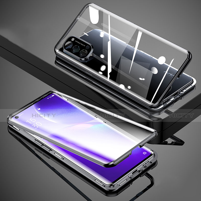 Handyhülle Hülle Luxus Aluminium Metall Rahmen Spiegel 360 Grad Ganzkörper Tasche M01 für Oppo Reno5 Pro 5G