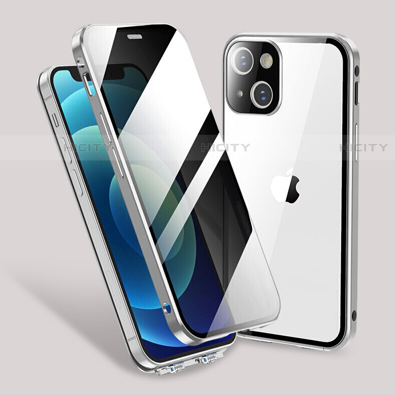 Handyhülle Hülle Luxus Aluminium Metall Rahmen Spiegel 360 Grad Ganzkörper Tasche M02 für Apple iPhone 14 Plus