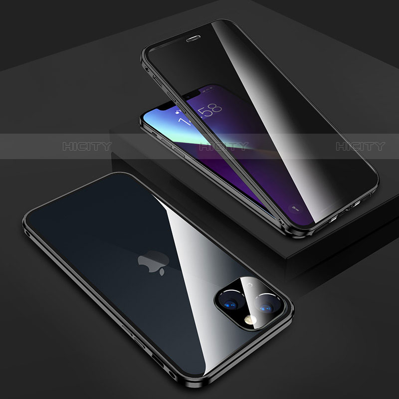 Handyhülle Hülle Luxus Aluminium Metall Rahmen Spiegel 360 Grad Ganzkörper Tasche M02 für Apple iPhone 14 Plus