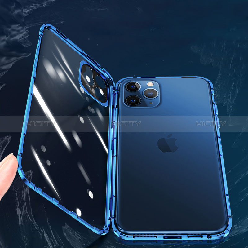 Handyhülle Hülle Luxus Aluminium Metall Rahmen Spiegel 360 Grad Ganzkörper Tasche M02 für Apple iPhone 14 Pro Max groß