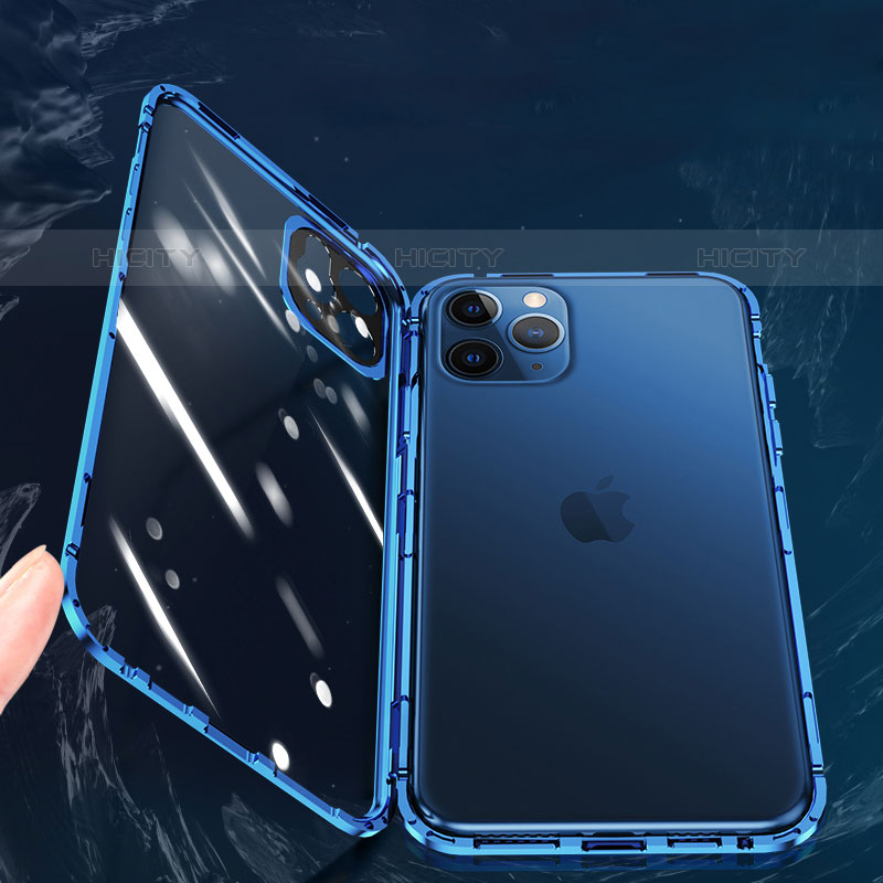 Handyhülle Hülle Luxus Aluminium Metall Rahmen Spiegel 360 Grad Ganzkörper Tasche M02 für Apple iPhone 15 Pro