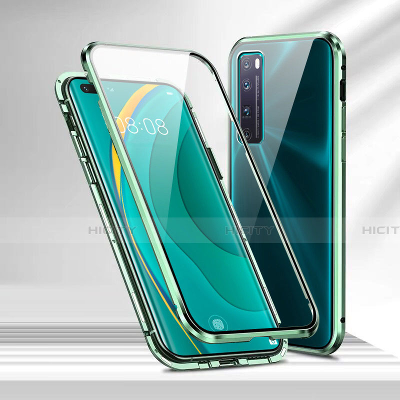 Handyhülle Hülle Luxus Aluminium Metall Rahmen Spiegel 360 Grad Ganzkörper Tasche M02 für Huawei Nova 7 Pro 5G Grün