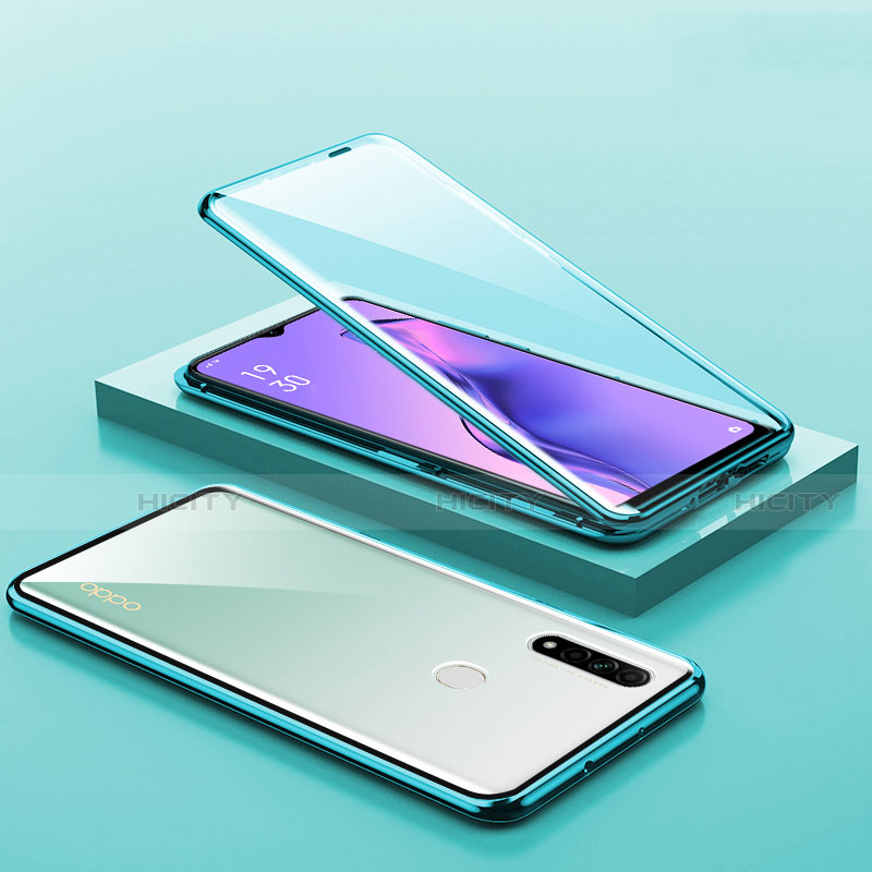 Handyhülle Hülle Luxus Aluminium Metall Rahmen Spiegel 360 Grad Ganzkörper Tasche M02 für Oppo A31 Cyan Plus