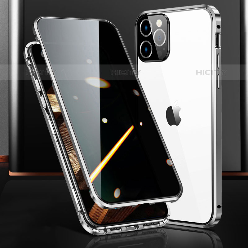 Handyhülle Hülle Luxus Aluminium Metall Rahmen Spiegel 360 Grad Ganzkörper Tasche M03 für Apple iPhone 15 Pro groß