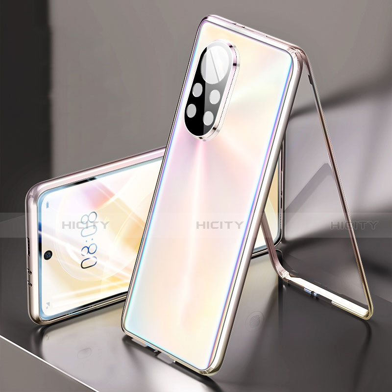 Handyhülle Hülle Luxus Aluminium Metall Rahmen Spiegel 360 Grad Ganzkörper Tasche M03 für Huawei Nova 8 5G Silber